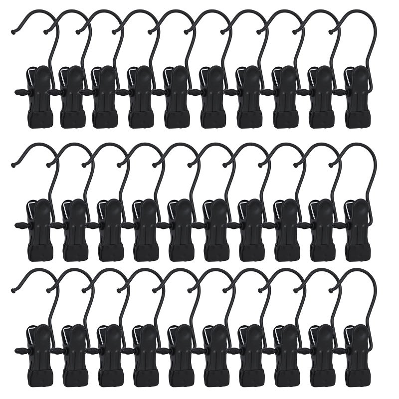 BEWISHOME 50 PCS Boot Hangers for Closet  Laundry Hooks with Clips  Boot Hanging Hold Clip  Clothes Pins  Space Saving Portable Travel Hangers Clip  Jeans  Tall Boots  Towel  Black FYC50B - Image 1